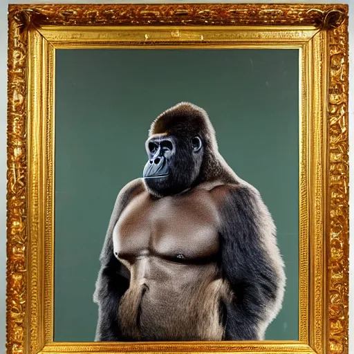 Image similar to professional portrait of a gorilla wearing a soviet officer uniform in moscow, 8k, ultra intricate, ultra detailed,