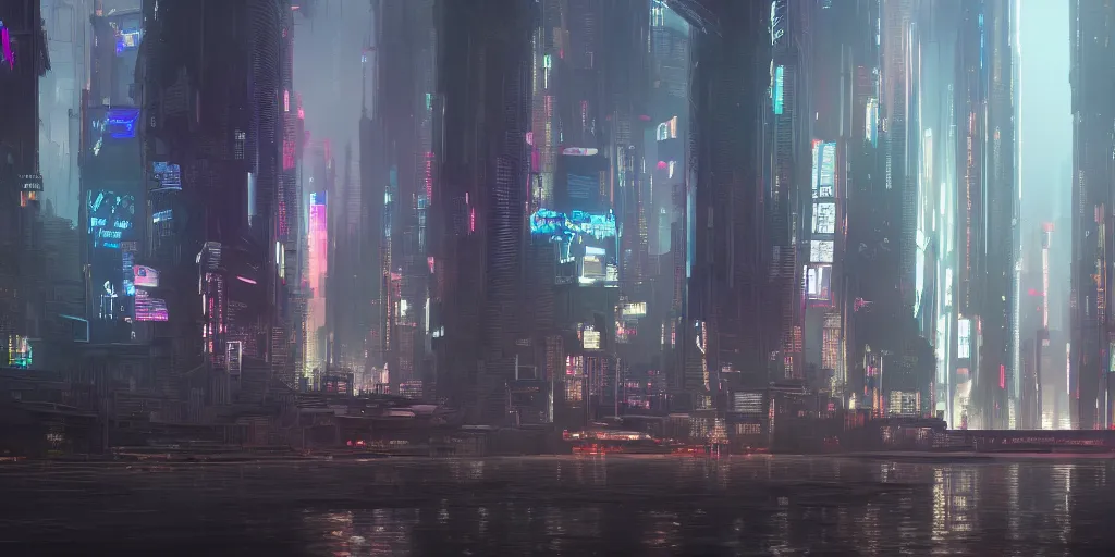 Image similar to concept art of a cyberpunk city in the haze, reflections, radiosity, 4 k, trending on artstation, digital art. highly detailed 8 k. intricate. lifelike. soft light. nikon d 8 5 0.