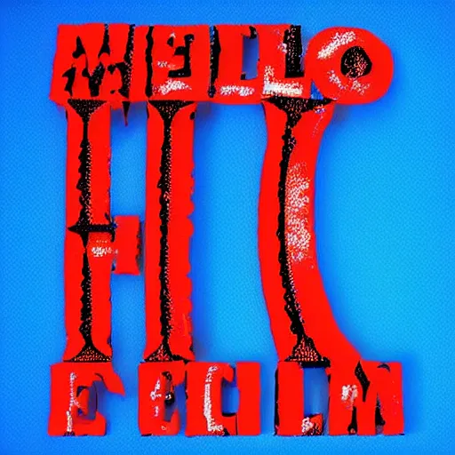 Prompt: blue background with text “Hello World” written in red, font type is Times New Roman