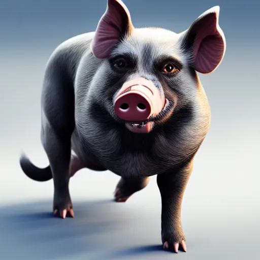 Image similar to a fusion of a dog and a pig, hyperdetailed, artstation, cgsociety, 8 k