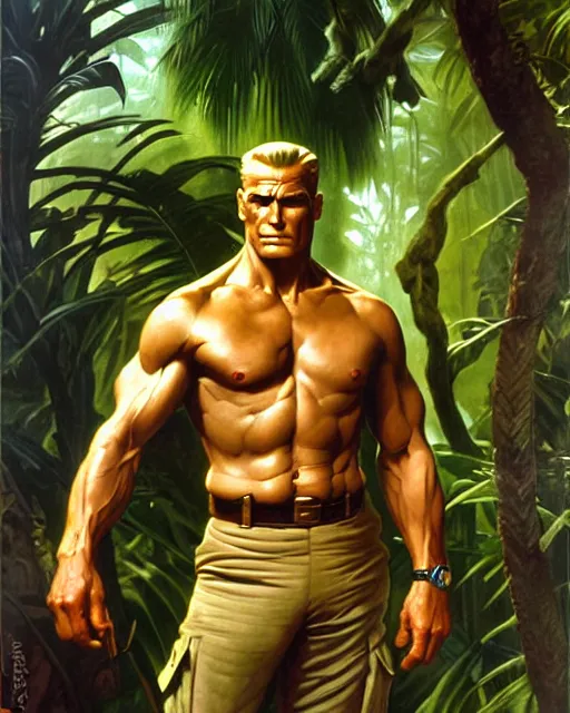 Image similar to doc savage in the jungle, fantasy character portrait, ultra realistic, concept art, intricate details, highly detailed by james bama, william adolphe bouguereau and frank frazetta