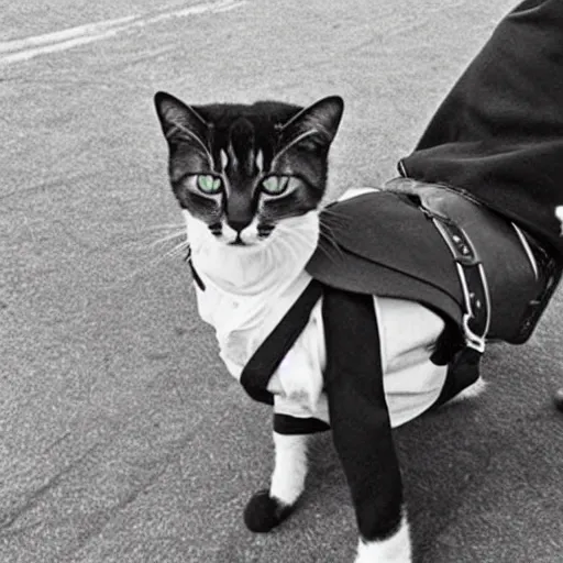 Image similar to a photo of a cat wearing a pilot's uniform