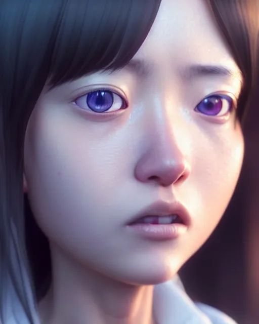 Image similar to beautiful! close up face portrait of the popular girl, by katsuhiro otomo, yoshitaka amano, nico tanigawa, artgerm, greg rutkowski makoto shinkai takashi takeuchi studio ghibli, akihiko yoshida rendered with intense 3 d effect, hyperrealistic unreal engine 5 render, uhd 8 k