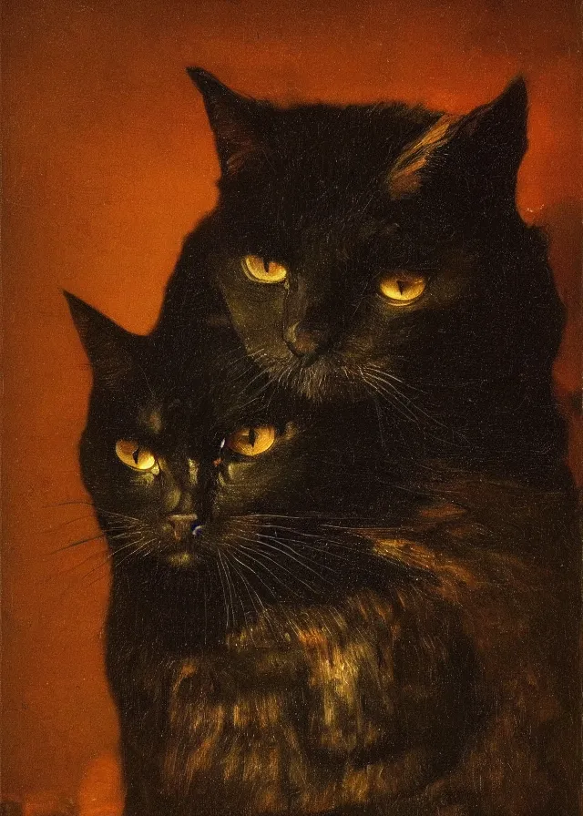 Prompt: a cat with very dark background, with an armor and a crown, Rembrandt lighting scheme ,light dark, dark background , epic, very detailed, painted by Caravaggio, Rembrandt.