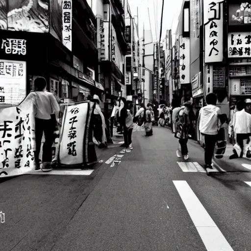 Image similar to photograph of a japanese monster, tokyo street, scary, uncanny