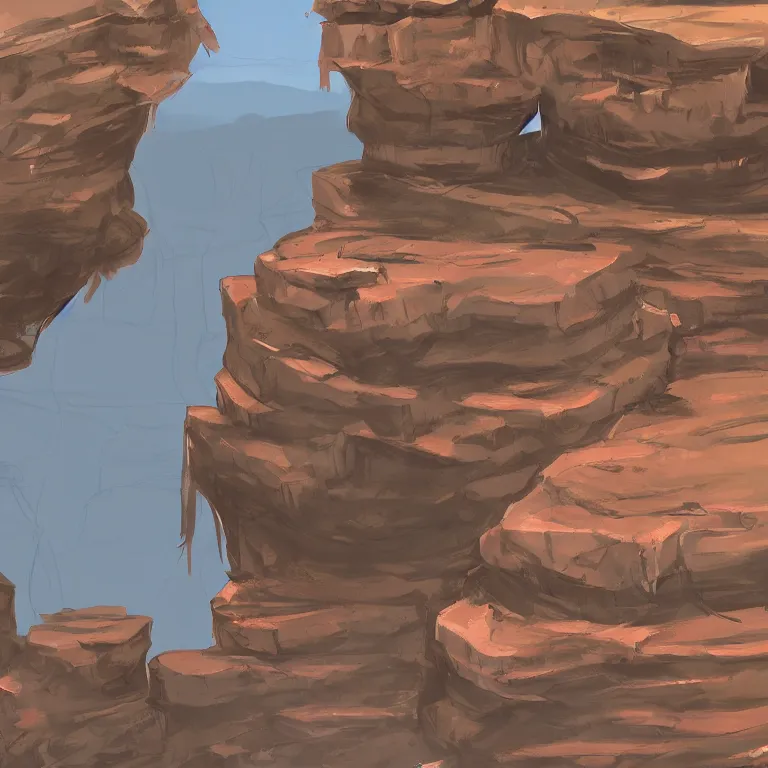 Prompt: canyon rock formations, sketch, concept art by senior environment artist, polycount, environmental art