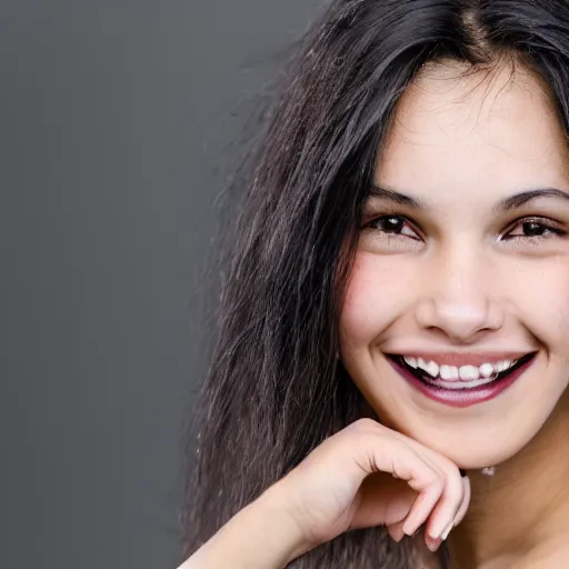 Prompt: portrait photo of a beautiful skater girl, black long hair, neck tattoos, brown eyes, full lips and a beautiful smile, uhd, 8k, award winning, annie liebovitz,