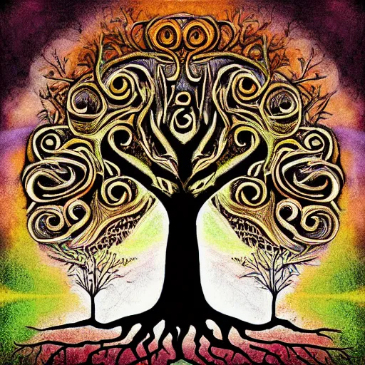 Prompt: tree of life, surrealistic, digital art, highly detailed