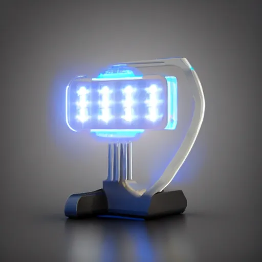 Prompt: small electronic futuristic movie prop with led lights