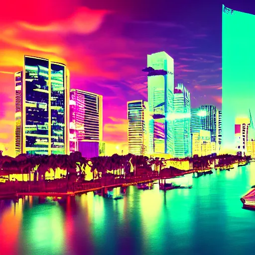 Image similar to maximalist style synthwave ultrawide wallpaper of a city