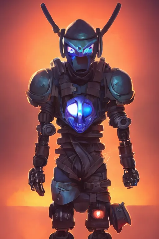 Image similar to epic mask helmet robot ninja portrait stylized as fornite style game design fanart by concept artist gervasio canda, behance hd by jesper ejsing, by rhads, makoto shinkai and lois van baarle, ilya kuvshinov, rossdraws global illumination radiating a glowing aura global illumination ray tracing hdr render in unreal engine 5