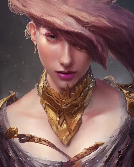 Image similar to league of legends portrait, au naturel, hyper detailed, digital art, trending in artstation, cinematic lighting, studio quality, smooth render, unreal engine 5 rendered, octane rendered, art style by klimt and nixeu and ian sprigger and wlop and krenz cushart.