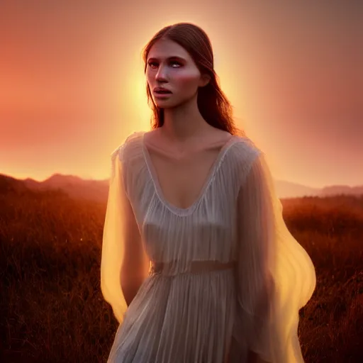 Image similar to photographic portrait of a stunningly beautiful transparent female in soft dreamy light at sunset, contemporary fashion shoot, by edward robert hughes, annie leibovitz and steve mccurry, david lazar, jimmy nelsson, breathtaking, 8 k resolution, extremely detailed, beautiful, establishing shot, artistic, hyperrealistic, beautiful face, octane render