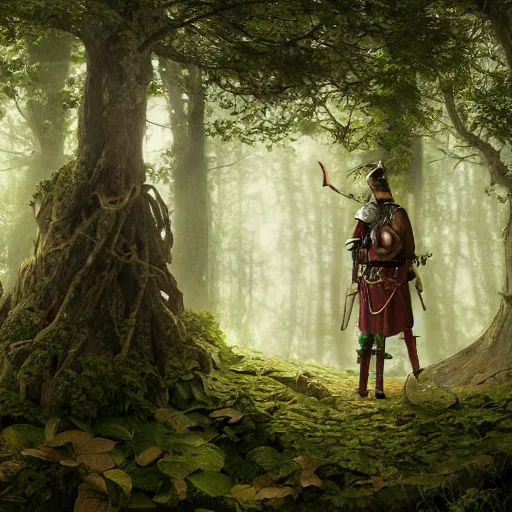 Prompt: female standing in a forest and a male knight standing next to her, 8 k, spotlight, cinematic lighting, global illumination, ambient occlusion, insanely detailed and intricate, hypermaximalist, elegant, ornate, hyper realistic, super detailed, by lee man fong, by pebble tay, by richard dadd, by wlop