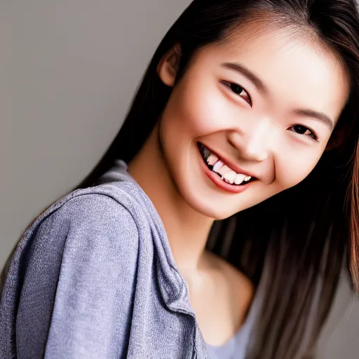 Prompt: photo of slim girl model, smiling , 20yo, face close-up, high detail, studio, sharp, 85mm sigma art lens