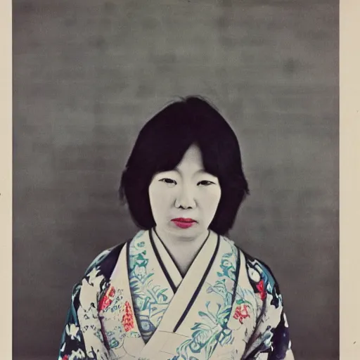 Image similar to an album cover for a female japanese folk artist, photograph, 1 9 7 6