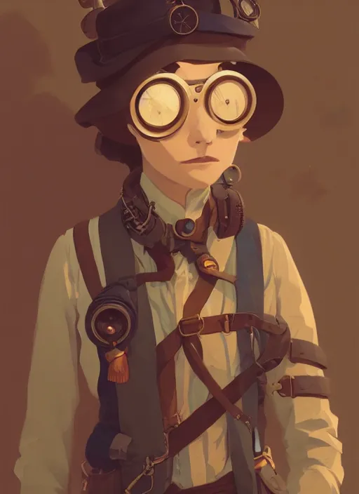 Prompt: detailed portrait of steampunk traveller, by cory loftis, atey ghailan, makoto shinkai, hasui kawase, james gilleard, beautiful, peaceful, calm