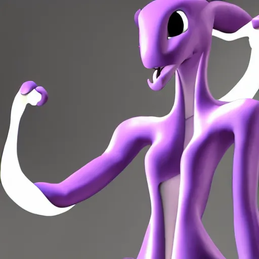 Prompt: female anthropomorphic mewtwo