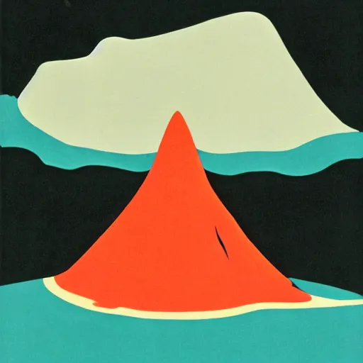 Prompt: 1960s minimalist illustration of a black volcano