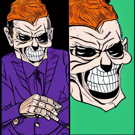 Prompt: larry - king as skeletor comic - book drawing from mad - magazine