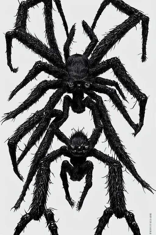 Image similar to spider humanoid figure monster, symmetrical, highly detailed, digital art, sharp focus, trending on art station, kentaro miura manga art style