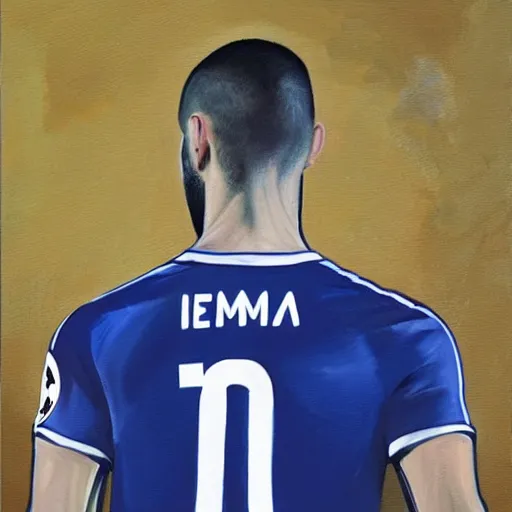 Image similar to an artistic portrait of Karim benzema, oil painting