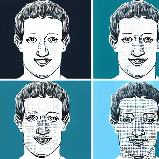 Image similar to pattern drawings of Mark Zuckerberg face