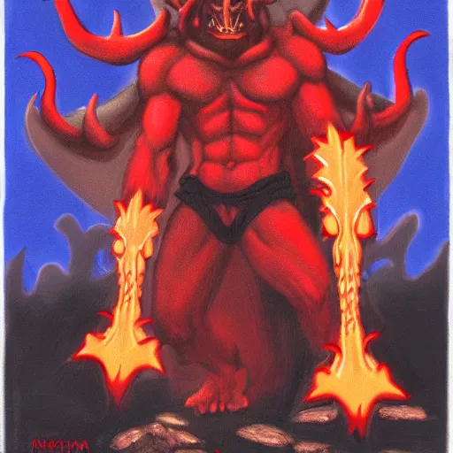 Prompt: a magma laden demon with horns