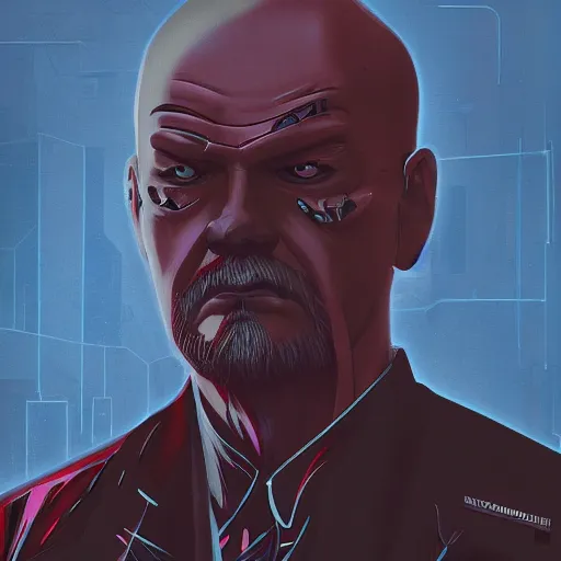 Image similar to cyberpunk vladimir lenin as the leader of a futuristic communist society, cybernetics, sharp lines, digital, artstation, colored in