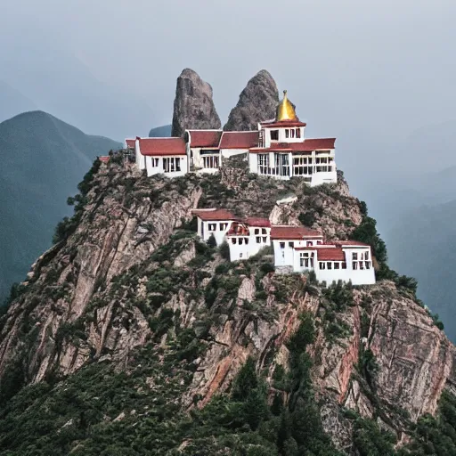 Image similar to a monastery on the rocks of a mountain, like the name of the rose