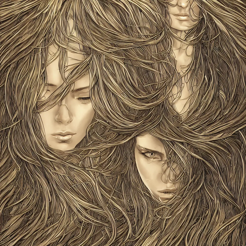 Image similar to gold and silver tones, cybernetic princess, style of moebius, james jean, mcbess, long glowing ethereal hair, cinematic, highly detailed, award winning, 8 k photorealistic