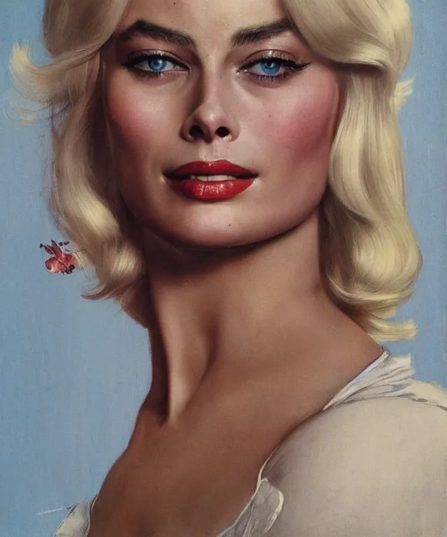 Prompt: photo of margot robbie, platinum blond, fisheye lens, enlarged facial features, by norman rockwell, extra photorealistic details, ultra high quality, trending on pinteresst
