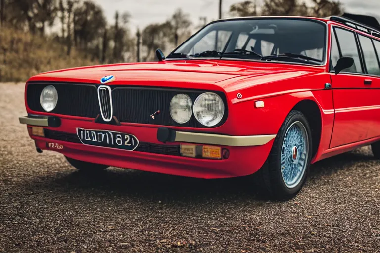 Prompt: 1965 Lancia Delta Integrale BMW M1 estate wagon, XF IQ4, 150MP, 50mm, F1.4, ISO 200, 1/160s, natural light, Adobe Photoshop, Adobe Lightroom, photolab, Affinity Photo, PhotoDirector 365