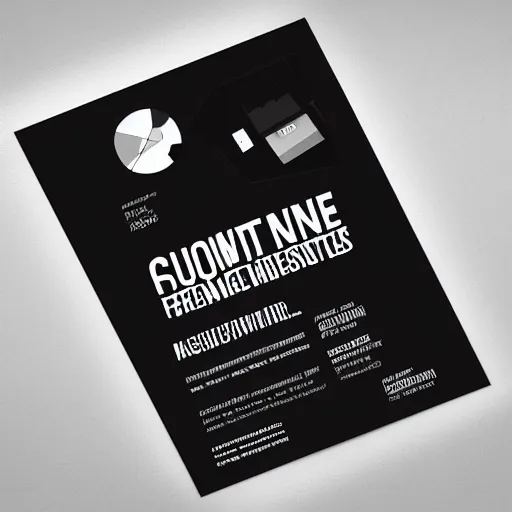 Prompt: square shaped contemporary flyer design for a freelance graphic designer, layout design, black and white colour palette, industrial punk, IP, template layout