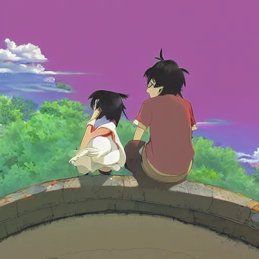 Image similar to art of mamoru hosoda