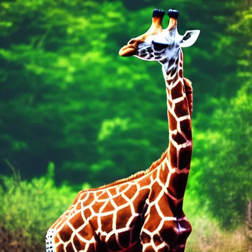 Image similar to a giraffe meditating, yoga, meditation, photorealistic