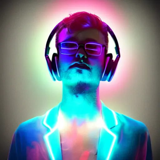 Image similar to neon dubstep lover wearing headphones