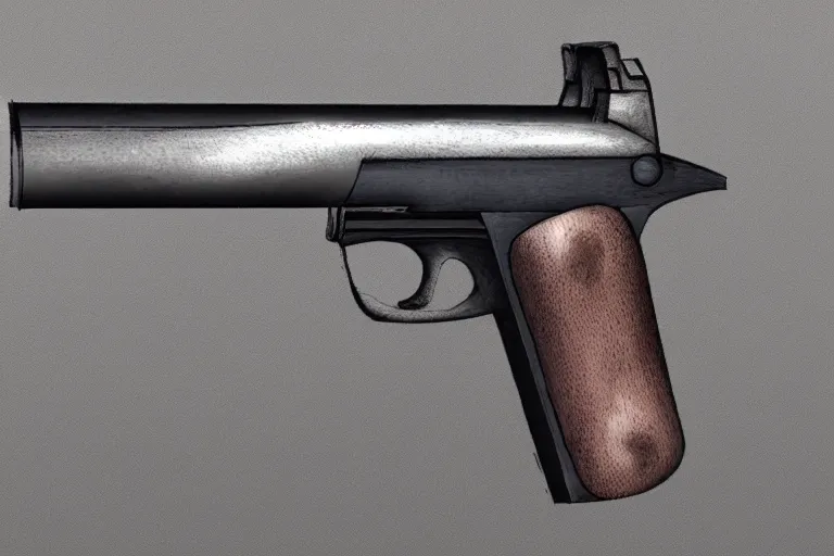 Image similar to Concept art of a futuristic luger pistol