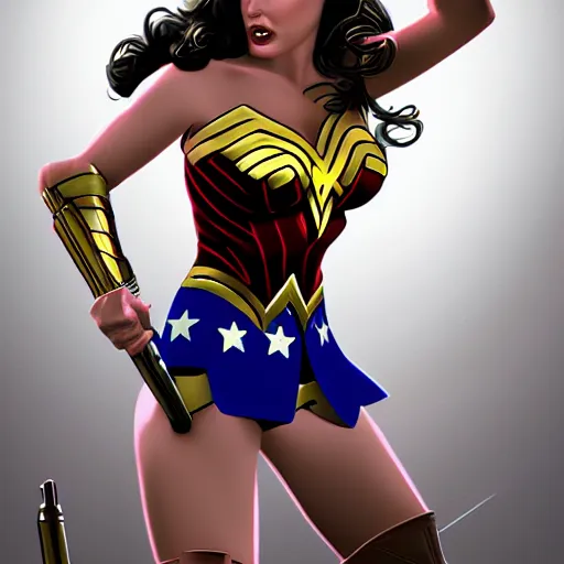 Image similar to Nancy Pelosi as Wonder Woman, digital art, cgsociety, artstation, trending, masterpiece