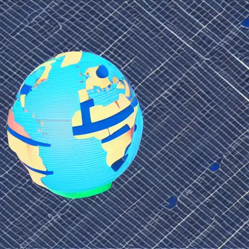 Image similar to isometric globe conept in a cartoony style, 3 d render