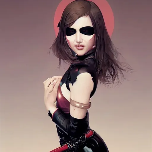 Image similar to a beautiful young japanese natalie portman alluring model in crop top, wearing a demonic latex mask that looks like an attractive succubus by guweiz and wlop and ilya kuvshinov and artgerm symmetrical eyes, aesthetic, gorgeous, stunning, attractive, artstation, deviantart, pinterest, digital art