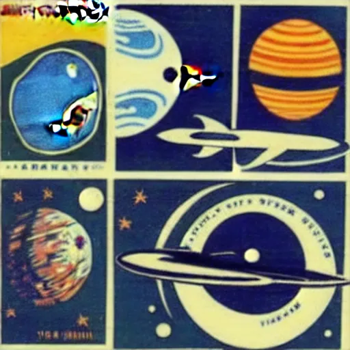 Image similar to A mid-century modern collage of Space Travel.