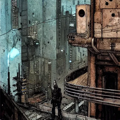 Prompt: Ghost in the machine by Enki Bilal, cyberpunk, impressive perspective, masterpiece