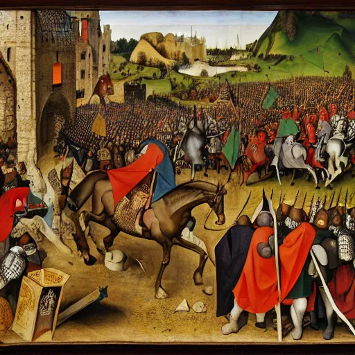 Image similar to king richard the lionheart, the crusades, canvas, by pieter bruegel the elder