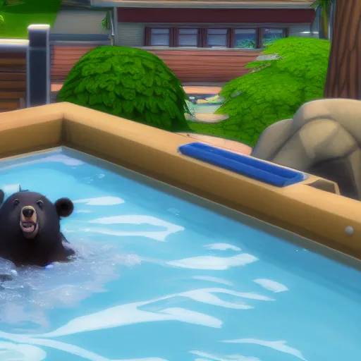 Image similar to a bear in jacuzzi, the sims 4