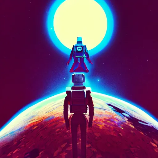 Prompt: digital art of steed situated on top of an human astronaut. from western by hiroyuki okiura and katsuhiro otomo and alejandro hodorovski style with many details by mike winkelmann and vincent di fate in sci - fi style. volumetric natural light photo on dsmc 3 system,