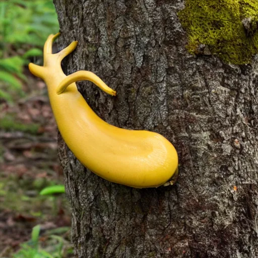 Image similar to a banana slug with deer antlers