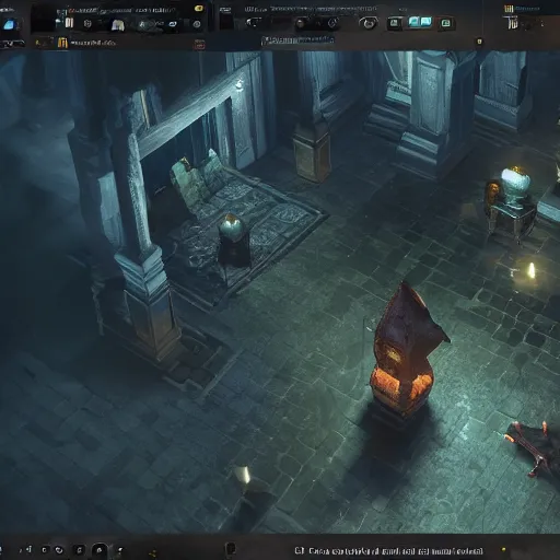 Prompt: An artificial intelligence designing a rpg game, 4k, dramatic lighting, high detail