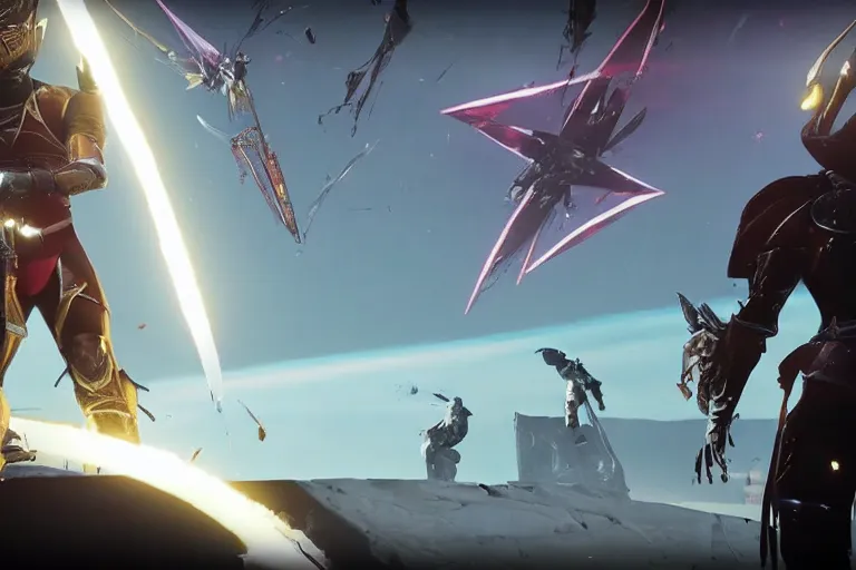 Image similar to destiny 2 lightfall expansion, the pyramids, the darkness, the light, dark guardians, gameplay footage, screenshot, ign article gameplay walkthrough still image, youtube video