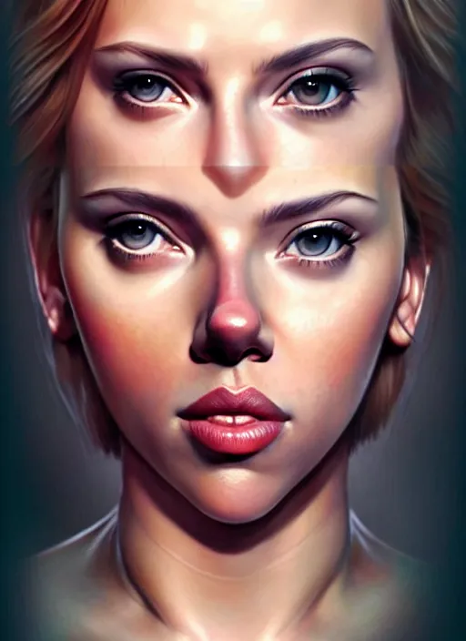 Image similar to full body gorgeous Scarlett Johansson, realistic character concept, full body pose, tattoos, autumn, makeup, shorter neck, illustration, symmetrical eyes and body, cinematic lighting, detailed realistic symmetrical eyes, artgerm, Joshua Middleton, single face, insanely detailed and intricate, beautiful